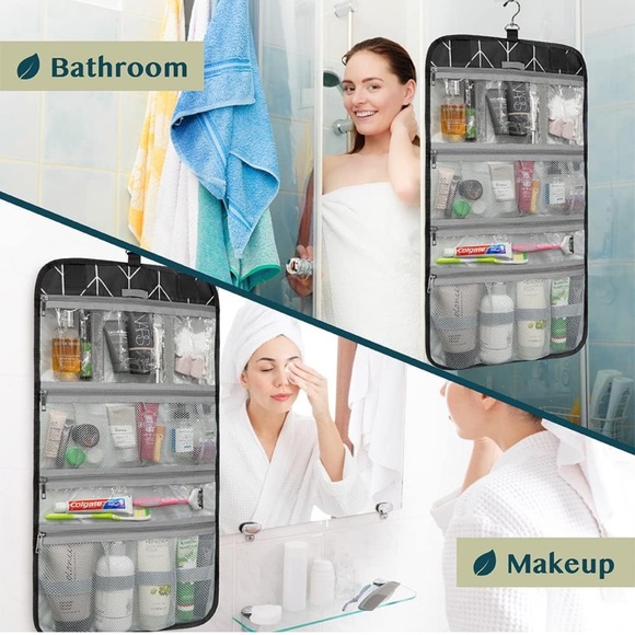 Hanging Toiletry Bag, Travel Kit Foldable Large Organizer, Roll up Cosmetics Bag - Picture 2 of 8